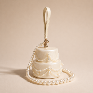 white cake shape clutch